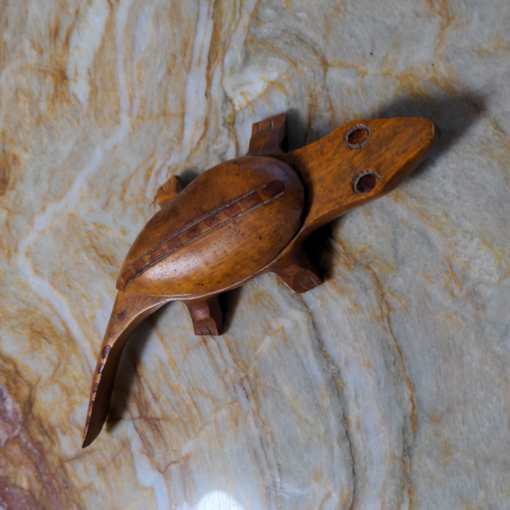 Wooden lizzard secret compartment